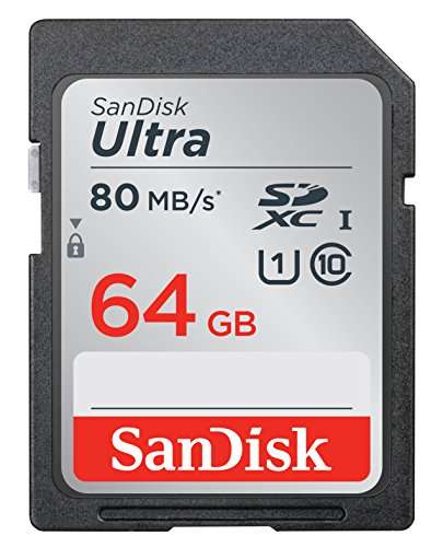 SanDisk Ultra SDXC 64GB mit bis zu 80MB/s, Class 10 Speicherkarte