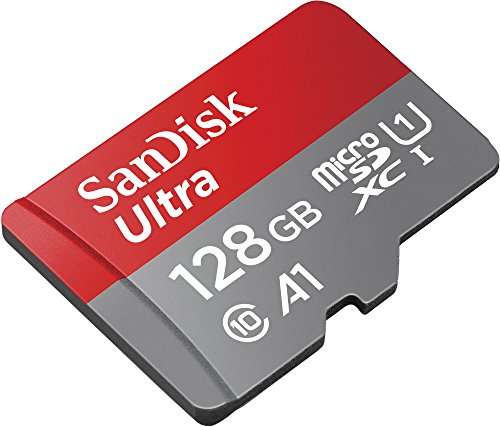 SanDisk Ultra 128GB microSDXC Speicherkarte + Adapter bis zu 100 MB/Sek, Class 10, U1,