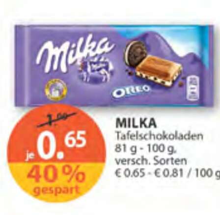 [Müller] Milka Schokolade versch. Sorten um nur 0.65€