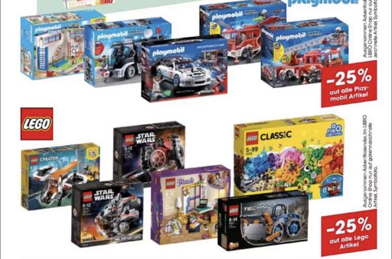 Libro: 25% Rabatt auf Alle Lego und Playmobil, ab 31.10.