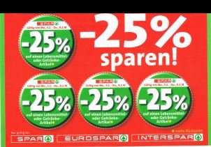 Spar / Interspar / Eurospar / Spar Gourmet -25% Rabatt auf 4 Artikel je Einkauf von Mo 03.12. bis Sa 08.12.