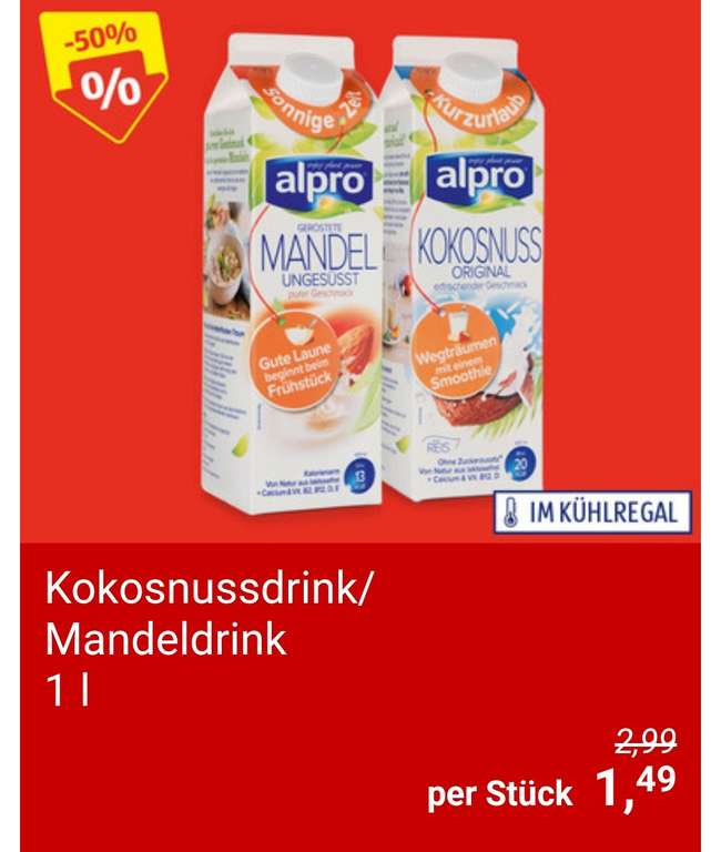 [Hofer] Alpro Kokos- und Mandeldrink um € 1,49