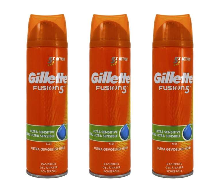 AMAZON.de l Für echte Männer l  Gillette Fusion5 Ultra Sensitive Rasiergel Für Männer, 3er Pack (3 x 200 ml) Vorbestellung