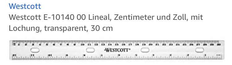 Nur € 0,47: 30-cm-Lineal mit Abheftlochung