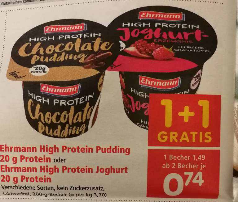 2x Ehrmann High Protein Pudding / Joghurt (Interspar ab 07.11.)