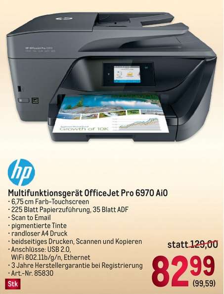 METRO: HP OfficeJet PRO 6970 All-In-One-Drucker mit gratis 3-Jahre CarePack!