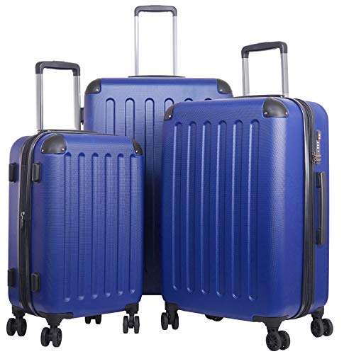TRAVELWOLF Reisekoffer Deluxe 2.0 Gepäckset mit 3 Hartschalen-Koffer, Trolley mit TSA-Schloß, Zwillingsrollen, Größen M-L-XL