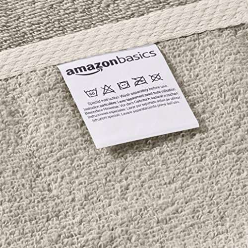 AmazonBasics - Handtuch-Set, schnelltrocknend, 2 Badetücher - Platingrau, 100% Baumwolle