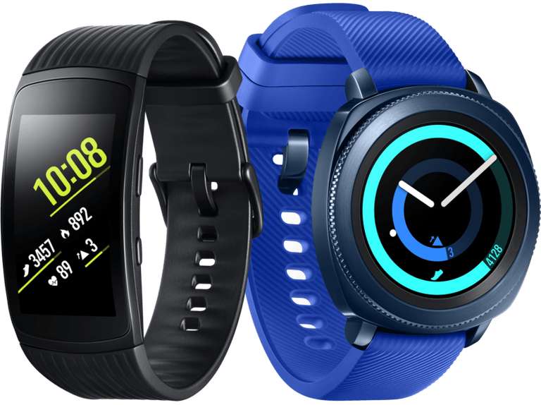 SAMSUNG Smartwatch Gear Sport SM-R600, blau inkl. Gear Fit 2 Pro Large R365, schwarz