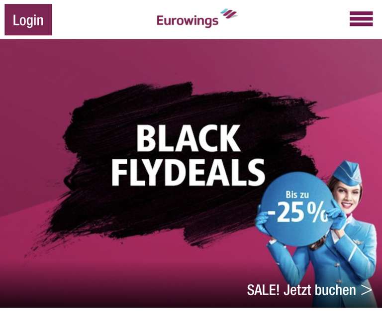 Black Flydeals Eurowings bis 25% Rabatt
