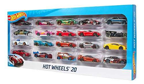 Hot Wheels H7045 - 1:64 Die-Cast Fahrzeuge, mittelgroßes Auto Geschenkset, je 20 Spielzeugautos, zufällige Auswahl, ab 3 Jahren, 20er Pack