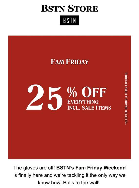BSTN Store Black Friday Sale -25% auf Alles!