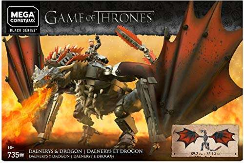 Game of Thrones Daenerys und Drogon, Bauset mit 735 Bausteinen und Actionfigur (Mega Construx GKG97)