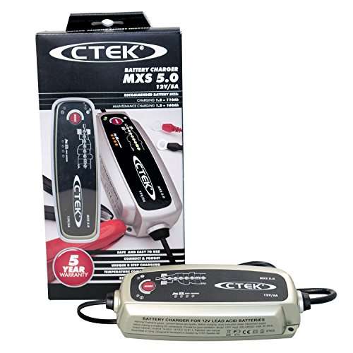 CTEK MXS 5.0 Batterieladegerät Mit Automatischer Temperaturkompensation, 12V 5.0 Amp (EU Stecker)