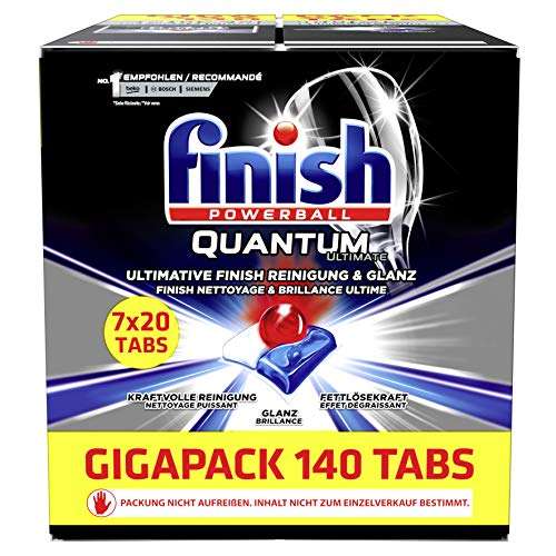 AMAZON.de l 140 Tbas l Finish Quantum Ultimate Gigapack Spülmaschinentabs l 7 Packung mit je 20 Tabs Einzeln verpackt!