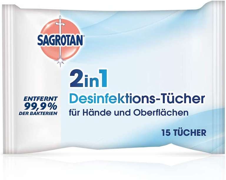AMAZON.de l Vorbestellung 17 April l Sagrotan 2in1-Desinfektionstücher 1 Packung = 15 Stück € 1,67/1,48