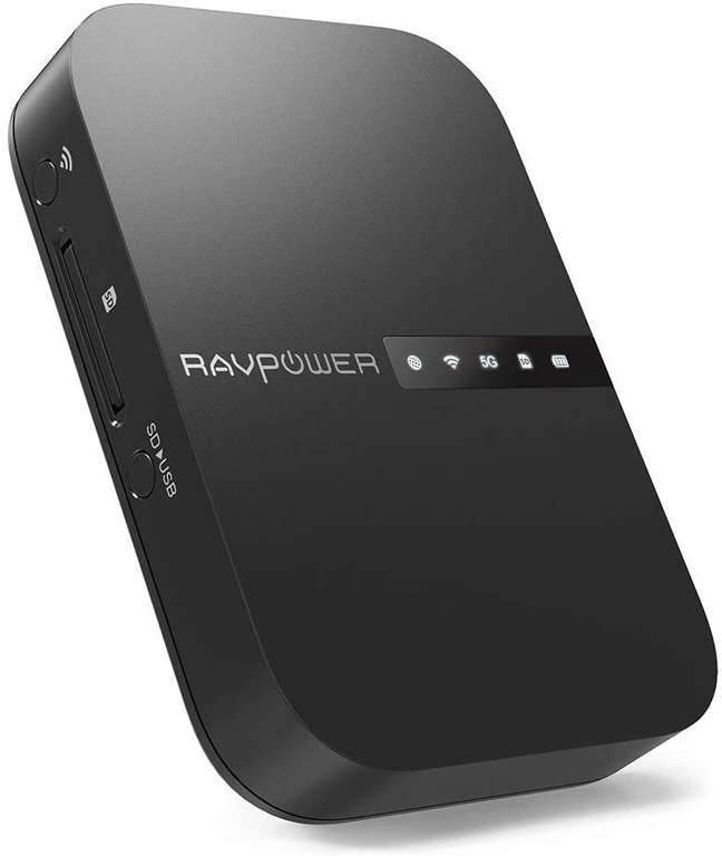 RAVPower Filehub, Reise WiFi Router AC750, Kabelloser SD-Kartenleser