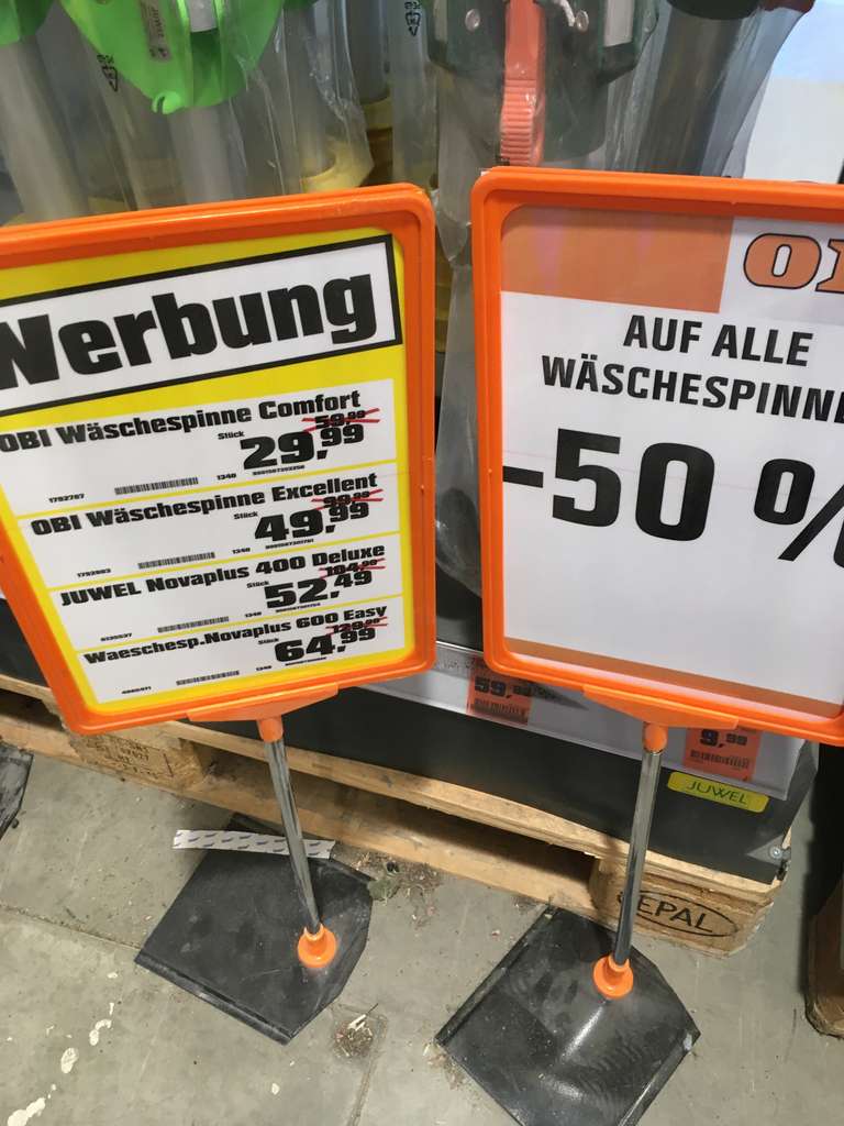 Wäschespinnen -50% bei OBI (vor Ort)