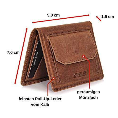 [nische] DONBOLSO Riga Slim Wallet mit Münzfach, Leder, braun