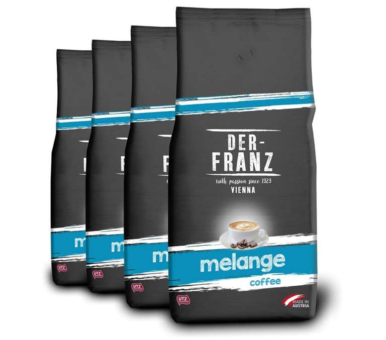 4x1kg Der Franz Melange-Kaffee, ganze Bohne