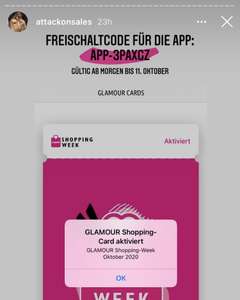 Freischaltcode GLAMOUR Shopping Week App