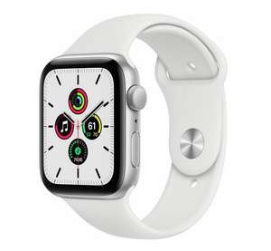 Apple Watch SE 44mm silber mit Sportarmband weiß