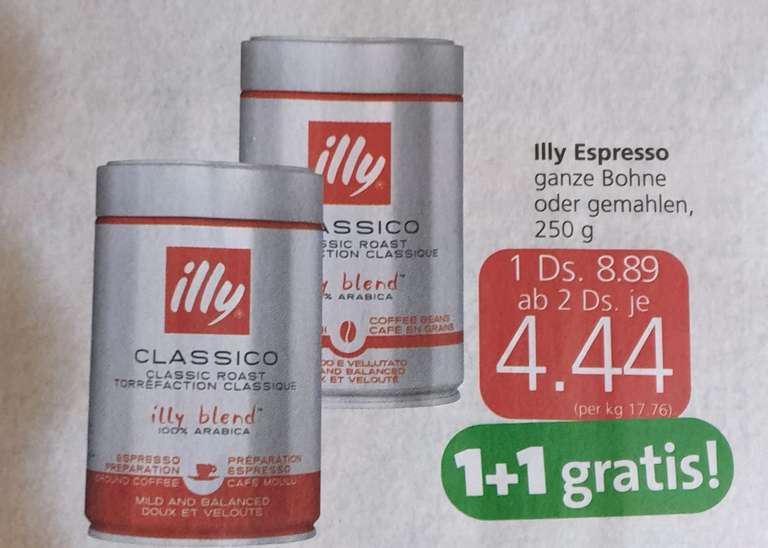 ILLY Espresso 250g um 4,44 bei Interspar, Eurospar, Spar