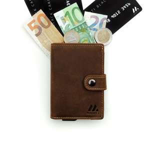 MAGATI Slim Kreditkartenetui Naga mit Münzfach, Geldscheinfach aus Echtleder oder Kork