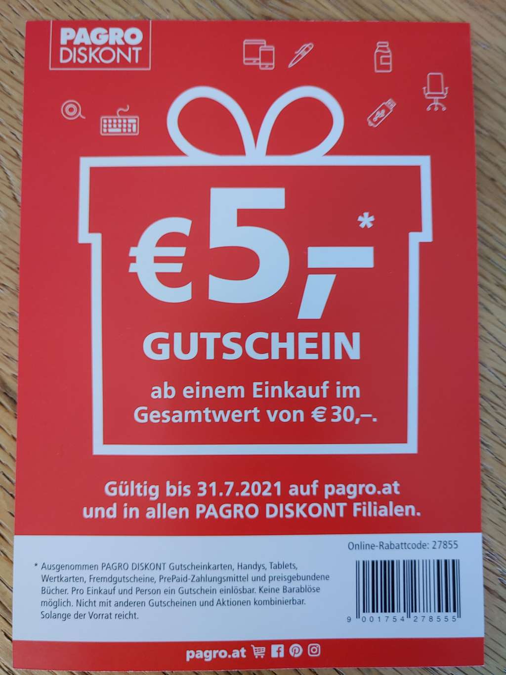 Pagro 5€ Gutschein ab Einkauf im Gesamtwert von 30€ - Preisjäger