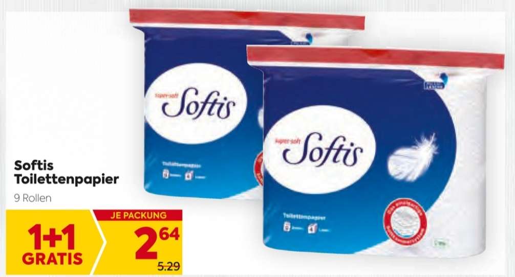 Softis Toilettenpapier (9 Rollen) in 1+1gratis Aktion bei Billa und Billa-Plus ab