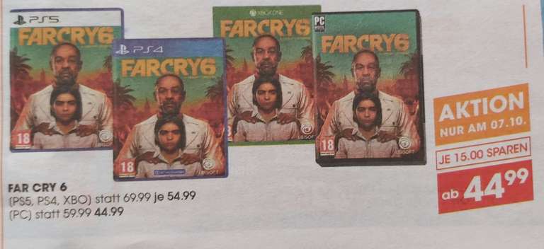 Far Cry 6 für Konsolen um 54,99€ und für PC um 44,99€ bei Libro nur am 7.10