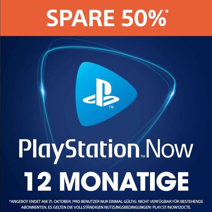 PlayStation Now: 12-Monats-Abonnement - 50 % Rabatt (Neukunden)