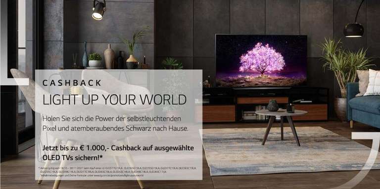 *Cashback* LG OLED TV - ausgewählte Produkte (C1 | G1) - bis zu 1000€