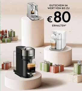 Nespresso (De'Longhi, Krups oder Sage) Gutschein bis zu 80€ auf Kaffee
