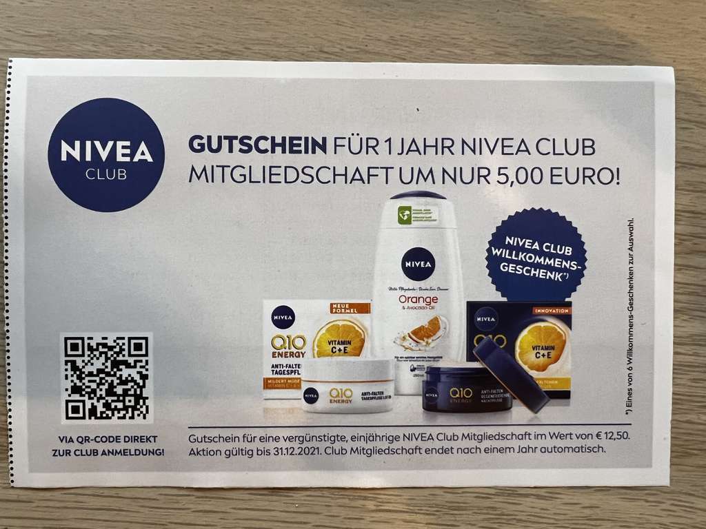 Nivea Club Mitgliedschaft um 5€ für ein Jahr