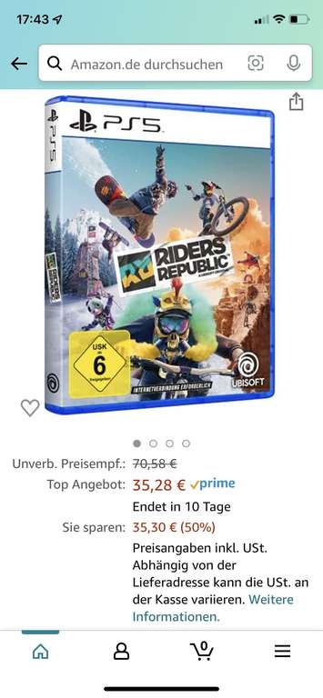 Amazon: Rider Republic PS5 Standard (Ultimate 65,53€)