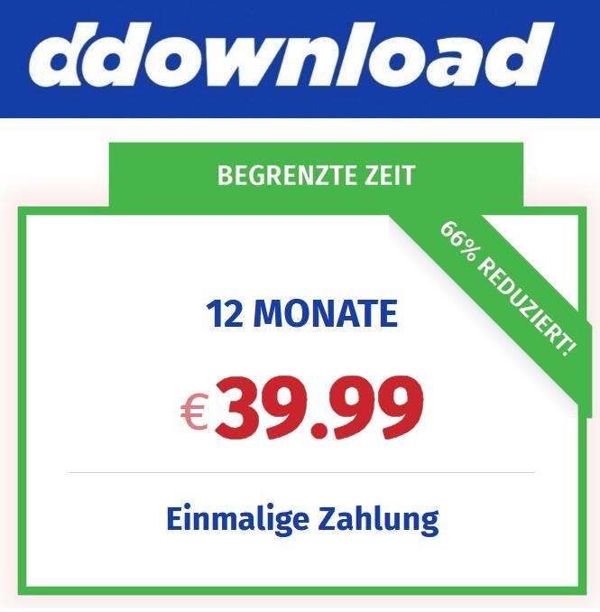 1 Jahr DDownload Premium nur 39,99€ + BONUS