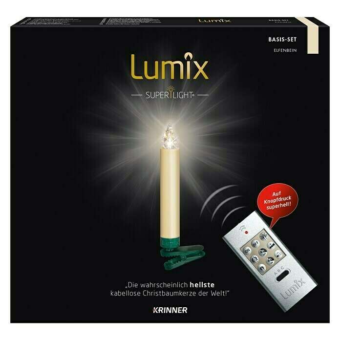 Krinner Lumix 12er LED-Weihnachtskerzen-Set Superlight Mini Basis