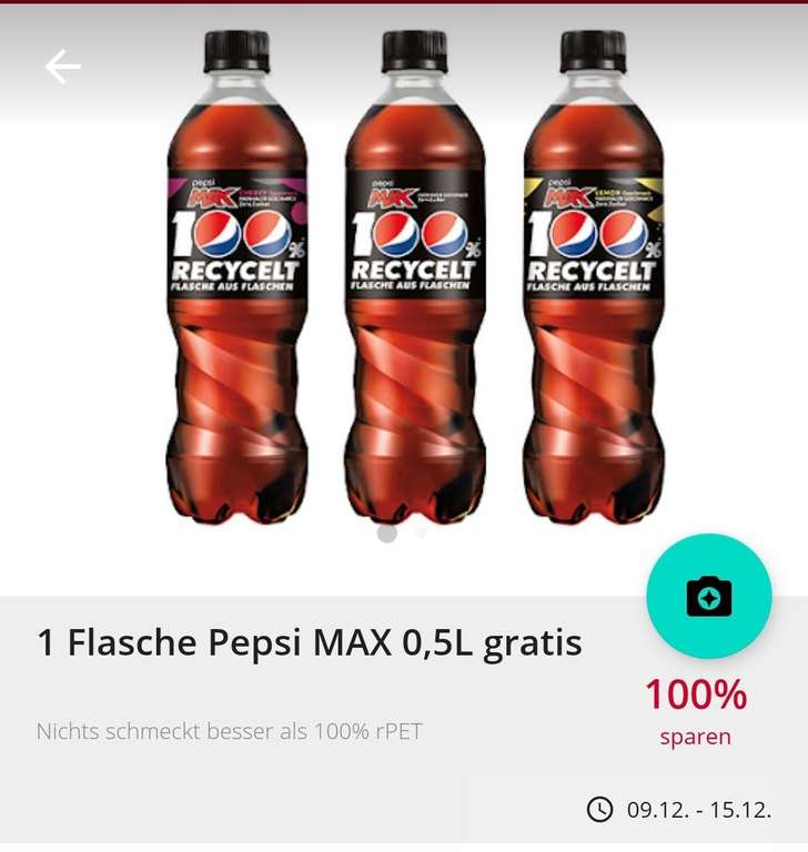 Scondoo: 100% Cashback auf 2x Pepsi Max 0.5l