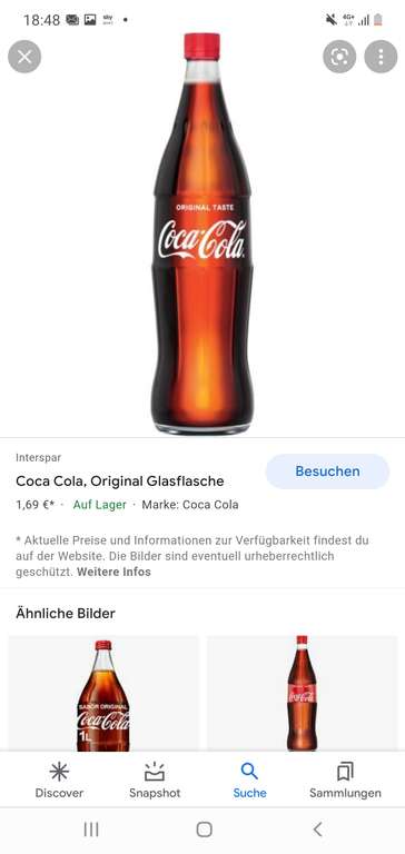 6x 1 Liter coke in Glas