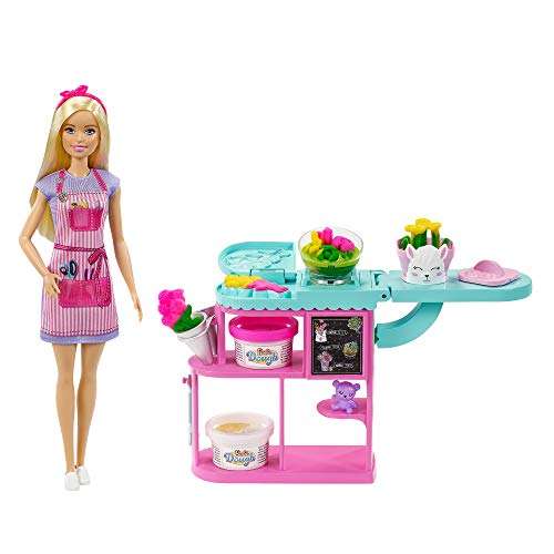Barbie - Floristen-Spielset mit blonder Puppe, Knete, Vasen und mehr