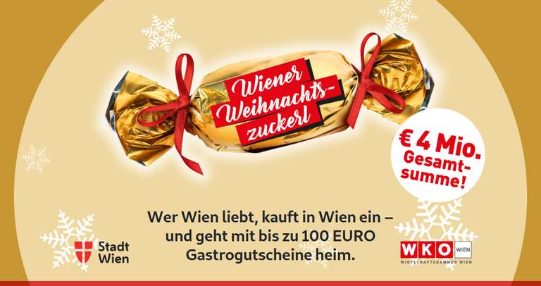 Verlosung für Wiener: 50% Einkaufsrückerstattung in Form eines Wiener Gastronomie Gutscheins (max 100€)