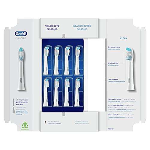 Oral-B Pulsonic Clean Aufsteckbürsten für Schallzahnbürste, 8 Stück