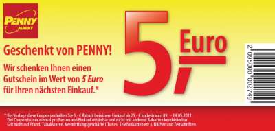 5 Euro Penny Gutschein zum ausdrucken (25 Euro MBW)