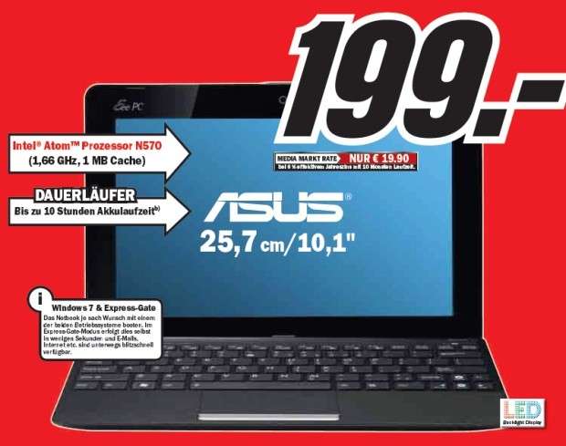 ASUS Eee PC R011PX (Netbook) für 199€ statt 236€
