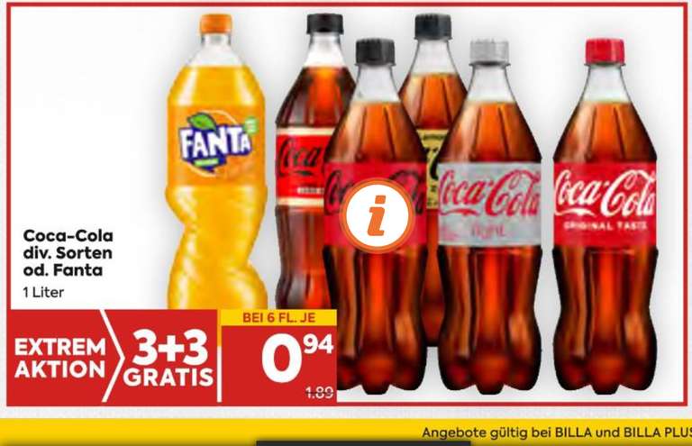 Coca Cola od. Fanta 3+3 Aktion