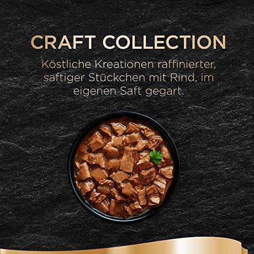 Sheba Craft Collection – Saftige Stückchen mit Rindfleisch und Sauce – 12 Portionsbeutel à 85g