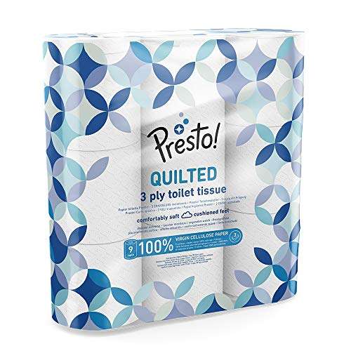 (fürn Arsch Tipp) Presto! 3-lagiges Toilettenpapier, 36 Rollen (9x 4x 200 Blätter)