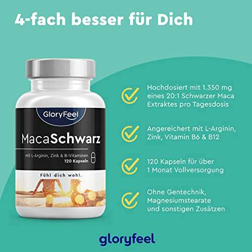 Glory Feel Maca Schwarz - 27.000 mg reines Macapulver (20:1 Extrakt)