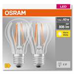20x Osram Ledvance LED Base Filament Classic, E27, 6,5W/827lm